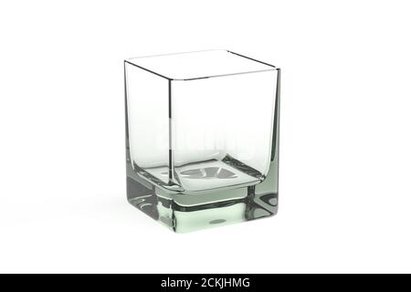 Vase en verre plat carré sur fond blanc - rendu 3d Banque D'Images