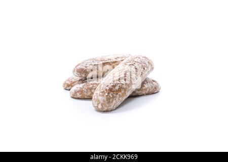 biscuits doux au pain d'épices russes isolés sur fond blanc Banque D'Images