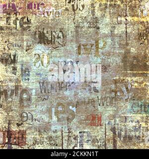 Papier journal à vieux grunge, fond carré texturé. Texture de journal vintage. Feuille de papier journal. Page vieillie illisible. Nouvelles collages colorés p Banque D'Images