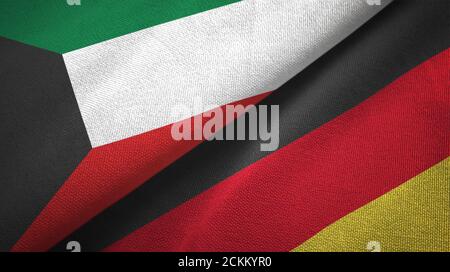 Koweït et Allemagne deux drapeaux tissu textile, texture de tissu Banque D'Images