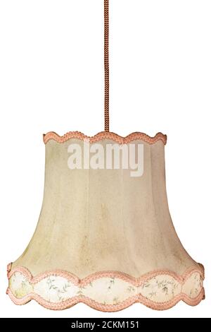 Abat-jour rétro suspendu avec cordon isolé sur un blanc arrière-plan Banque D'Images