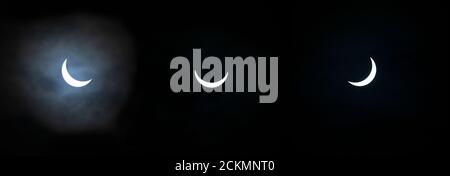 éclipse lunaire partielle photographiée à des intervalles de dix minutes comme l' la pleine lune passe à travers l'ombre de la terre Banque D'Images