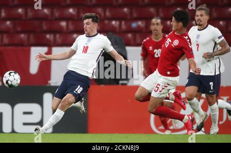 Le mont Mason d'Angleterre en action pendant le deuxième match de la Ligue des Nations de l'UEFA, League A au stade Parken, à Copenhague. Banque D'Images