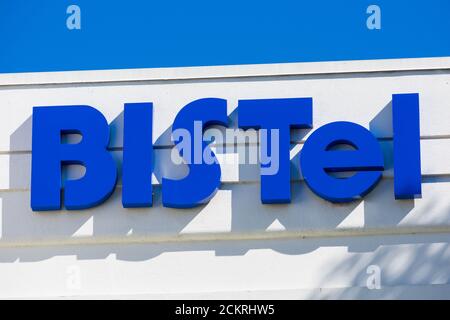 BISTel signe au bureau de la société dans la Silicon Valley. BISTel a son siège social à Séoul, Corée du Sud - Santa Clara, Californie, États-Unis - octobre 2019 Banque D'Images