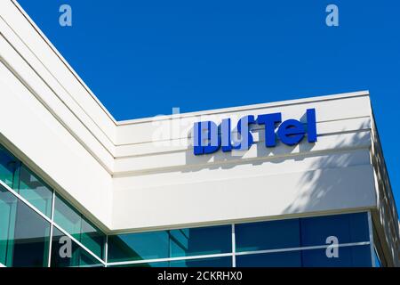 BISTel signe au bureau de la société dans la Silicon Valley. BISTel a son siège social à Séoul, Corée du Sud - Santa Clara, Californie, États-Unis - octobre 2019 Banque D'Images