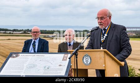 David Stillie prononcera un discours lors de la commémoration de la bataille de Pinkie Cleugh, East Lothian, Écosse, Royaume-Uni Banque D'Images