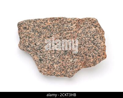 Vue de dessus de la pierre de granit naturelle plate isolée sur blanc Banque D'Images