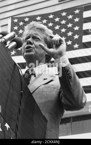 Le président Jimmy carter fait campagne sur 4 juillet 1976 - le bicentenaire américain à Westville, en Géorgie. Banque D'Images