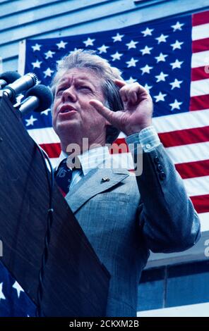 Le président Jimmy carter fait campagne sur 4 juillet 1976 - le bicentenaire américain à Westville, en Géorgie. Banque D'Images