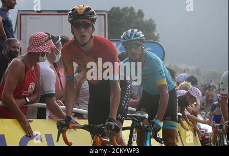 Pello Bilbao de Bahreïn - Mc Laren et Gorka Izaguirre Insausti d'Astana Pro Team pendant le Tour de France 2020, course cycliste 16, la Tour-du-PIN - Villard-de-Lans (164 km) le 15 septembre 2020 à Villard-de-Lans, France - photo Laurent Lairys / MAXPPP Banque D'Images