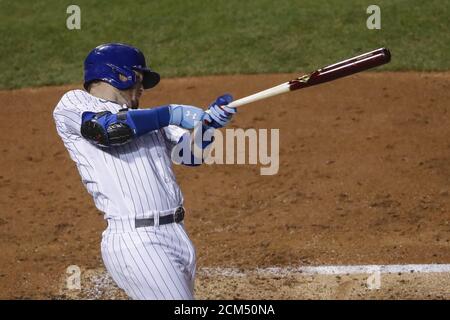 Chicago, États-Unis. 16 septembre 2020. Ian Happ, de Chicago Cubs, se classe contre les Cleveland Indians lors du troisième dîner à Wrigley Field le mercredi 16 septembre 2020 à Chicago. Photo par Kamil Krzaczynski/UPI crédit: UPI/Alay Live News Banque D'Images