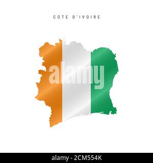 Carte détaillée du drapeau de la Côte d'Ivoire ou de la Côte d'Ivoire. Carte avec drapeau masqué. Banque D'Images