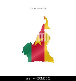 Carte détaillée du drapeau du Cameroun. Carte avec drapeau masqué. Banque D'Images