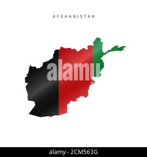 Carte détaillée du drapeau de l'Afghanistan. Carte avec drapeau masqué. Banque D'Images