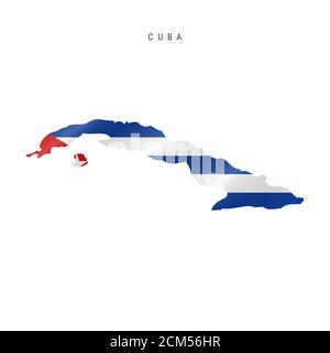 Carte détaillée du drapeau de Cuba. Carte avec drapeau masqué. Banque D'Images