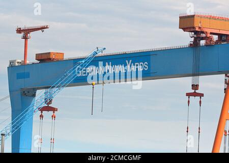 Kiel, Allemagne. 1er août 2020. 08/01/2020, Kiel, la grue des chantiers navals allemands de la Forde Kieler. | utilisation dans le monde crédit: dpa/Alay Live News Banque D'Images