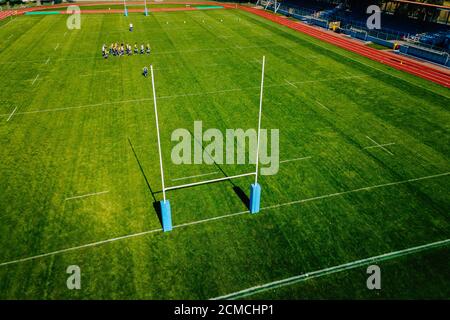 des tirs de stade de rugby dans les airs Banque D'Images