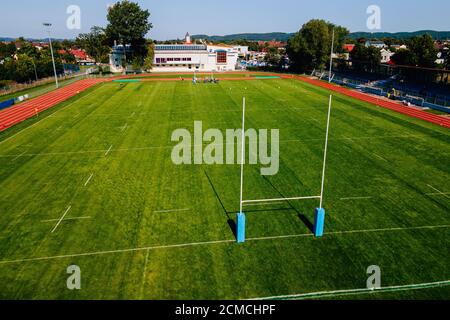des tirs de stade de rugby dans les airs Banque D'Images