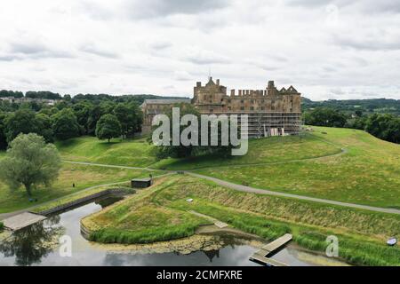 Vue aérienne sur le palais de Linlithgow West Lothian Banque D'Images