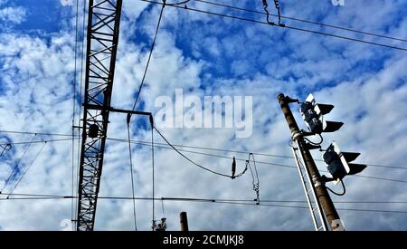 Ligne de fils haute tension Banque D'Images