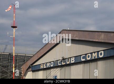 Como Aero Club hangar, Lac de Côme, Italie Banque D'Images