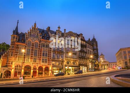 Nuit à l'horizon de la ville de Bruxelles Rue Coudenberg, Bruxelles, Belgique Banque D'Images