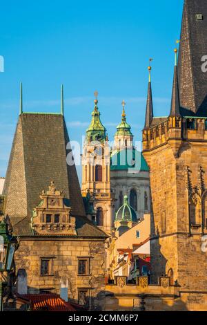 République tchèque, Prague, le Pont Charles, sur la rivière Vltava Karluv Most Banque D'Images