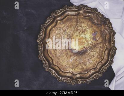 Plaque de cuivre rond vide Banque D'Images