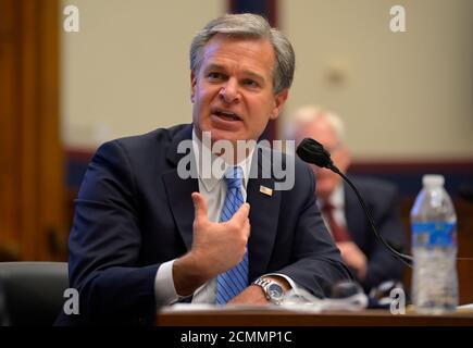 Christopher Wray, directeur du FBI, témoigne devant le Comité de la Chambre sur la sécurité intérieure à Washington, DC, le 17 septembre 2020. Crédit: John McDonnell / Pool via CNP | utilisation dans le monde entier Banque D'Images