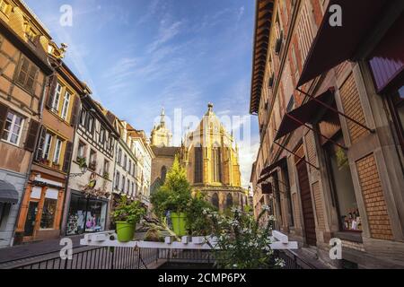 Colmar France, ville à la Cathédrale Saint Martin Banque D'Images