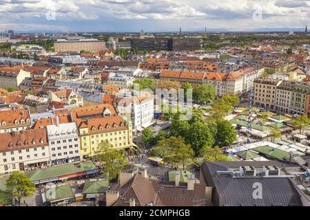 Munich Allemagne, vue aérienne sur la ville au marché Viktualien Banque D'Images