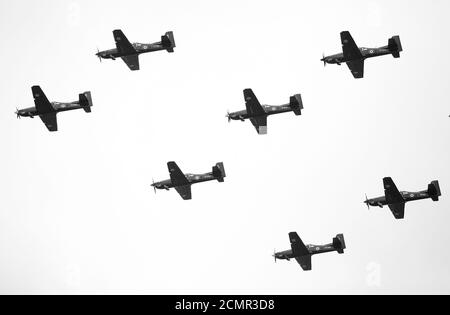 Tucano ZI planes survolant Londres en commémoration de 100 Années WWI Banque D'Images