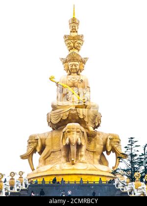 Bouddha d'or sur le sommet du mont Emei, Emeishan, Sichuan, Chine Banque D'Images