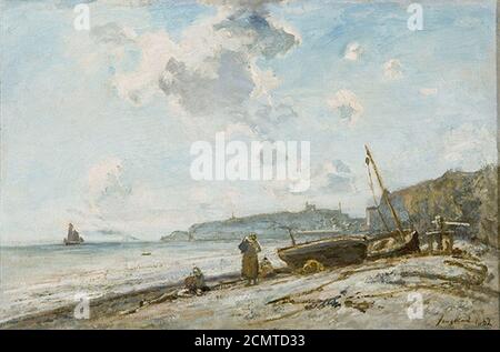 Plage à Ste-Adresse par Johan Barthold JONGKIND. Banque D'Images