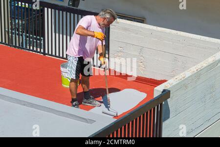 Résines de construction pour l'imperméabilisation des terrasses, la résolution des problèmes d'infiltration et la rendre la surface accessible et esthétiquement agréable Banque D'Images