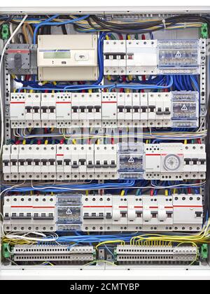 Panneau électrique avec fusibles closeup Banque D'Images