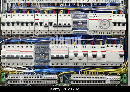 Panneau électrique avec fusibles closeup Banque D'Images