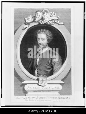 John Fletcher, dramaturge anglais, portrait tête-et-épaules, dans cadre ovale ornemental) - Geo. Chabot vertué Banque D'Images