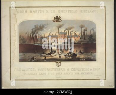 John Martin & Co., Sheffield, Angleterre. Fabricants de fichiers et d'acier et exportateurs de fer. W. Bailey Lang & Co. Agents uniques pour l'Amérique - J.H. Bufford's Lith., Boston, Massachusetts. Banque D'Images