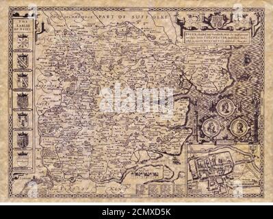 John Speed - carte d'Essex - 1610 - 001. Banque D'Images