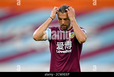 Jay Rodriguez de Burnley pendant le deuxième tour de la coupe Carabao au Turf Moor, Burnley. Banque D'Images