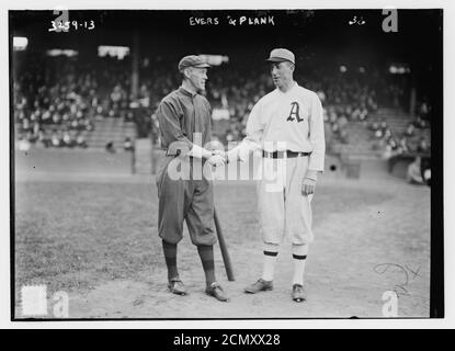 Johnny Evers, Boston NL & Eddie Plank, Philadelphie AL (baseball) Banque D'Images