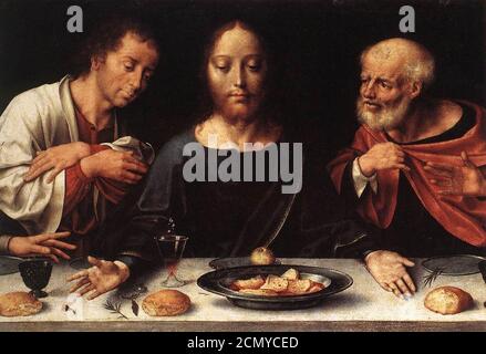 Joos van Cleve - retable de la Lamentation (détail) Banque D'Images