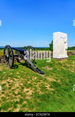 Gettysburg, PA, États-Unis - 6 septembre 2020 : Mémorial des sharpshooters du Massachusetts dans le parc militaire national de Gettysburg. Banque D'Images