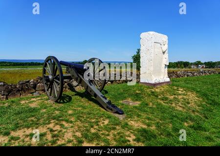 Gettysburg, PA, États-Unis - 6 septembre 2020 : Mémorial des sharpshooters du Massachusetts dans le parc militaire national de Gettysburg. Banque D'Images