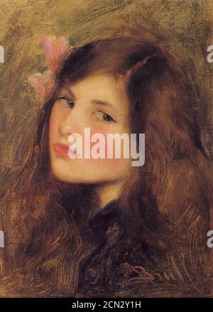 Jove amb laque Rosa - Joan Brull i Vinyoles (1863-1912). Banque D'Images