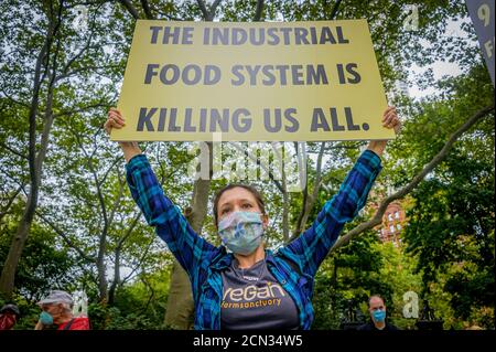 ÉTATS-UNIS. 17 septembre 2020. Le 17 septembre, 2020 activistes de l'extinction Rebellion NYC et Animal Rebellion NYC se sont réunis à Foley Square pour une action directe non violente reliant la justice animale, la justice climatique et la justice raciale à l'actuelle crise de santé publique de la COVID-19 que, selon eux, le gouvernement a terriblement mal géré. (Photo par Erik McGregor/Sipa USA) crédit: SIPA USA/Alay Live News Banque D'Images