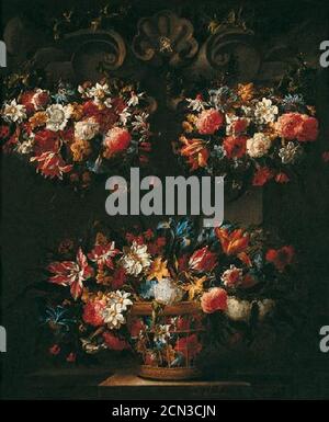 Juan de Arellano - Bodegón con flores. Banque D'Images