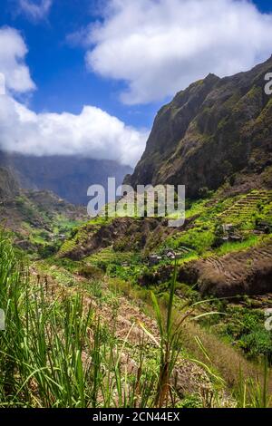 Paysage de la vallée de Paul à l'île de Santo Antao, au Cap-Vert Banque D'Images