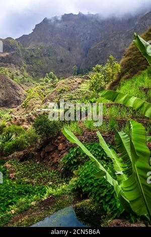Paysage de la vallée de Paul à l'île de Santo Antao, au Cap-Vert Banque D'Images